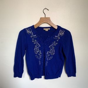 Blue Beaded Cardigan